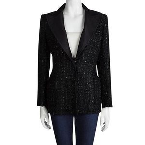 Black Sequin Sexy Tuxedo Jacket